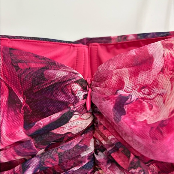Revolve more to come marina ruched mesh floral pink mini dress size small - Picture 13 of 15